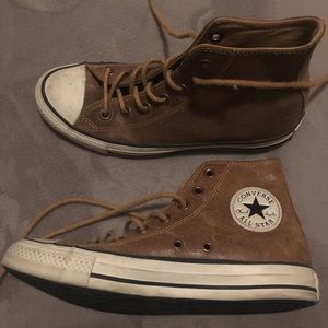 Brown Leather Hightop Converse